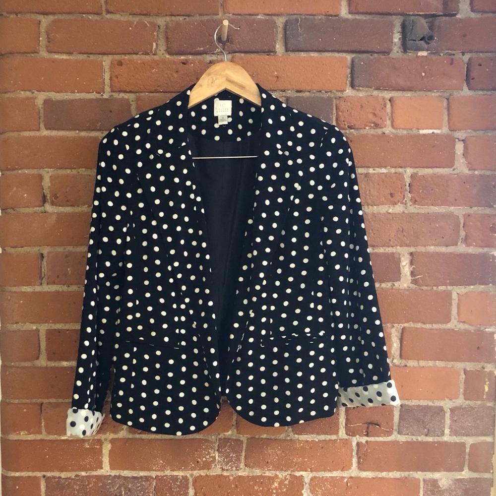Lauren Conrad black and white polka dot blazer